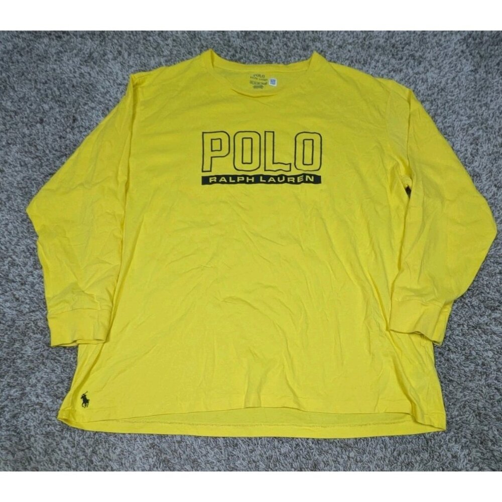 Polo Ralph Lauren T-Shirt Mens 2XB Big & Tall Yellow Graphic Long Sleeve Tee